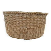 Petit panier ovale tressé en osier blond naturel — vintage, République tchèque années 1980