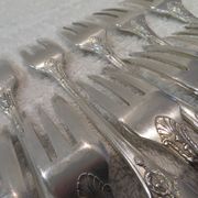 12 silver plated cake forks, goldsmith sfam, empire style