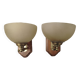 Paire d'appliques vintage bois et verre