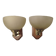 Paire d'appliques vintage bois et verre