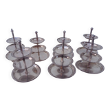 Set of 10 three-tiered serving trays.