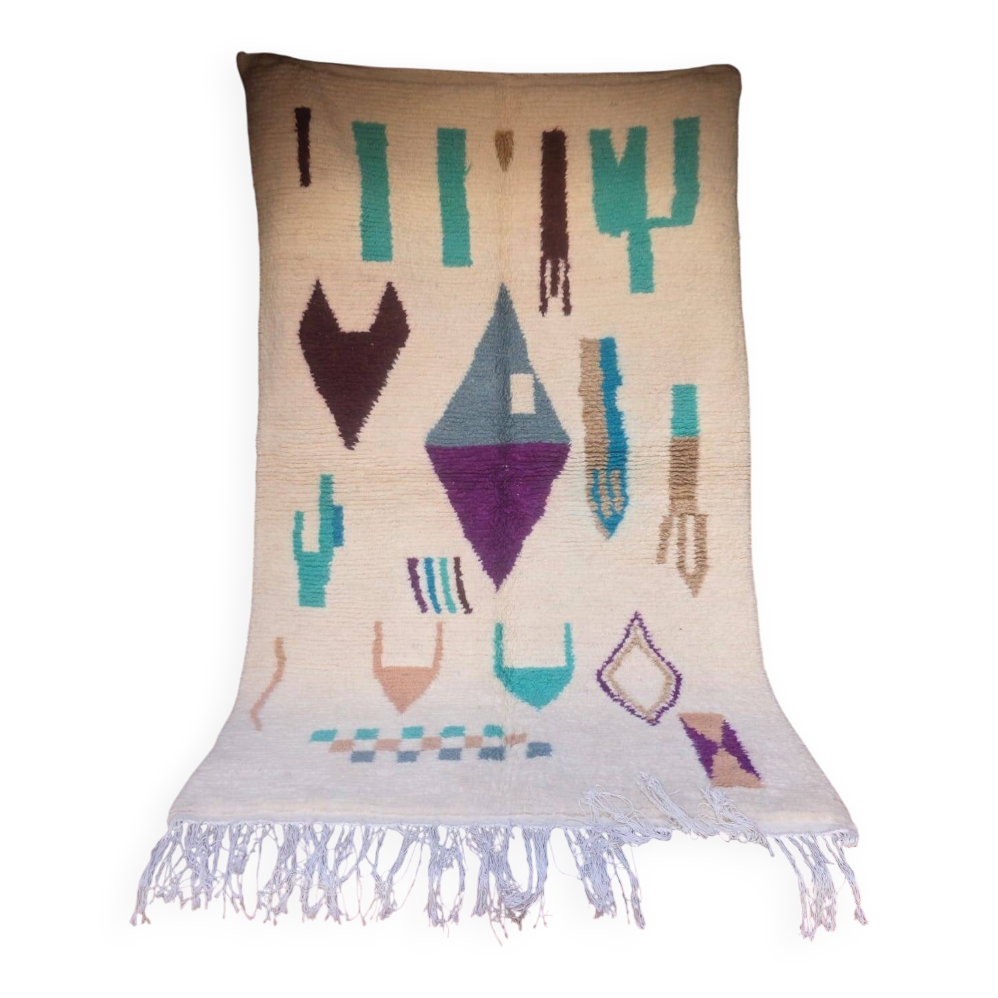 Tapis Azilal Blanc et Couleur 242 x 154 cm