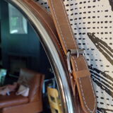 Vintage mirror with leather