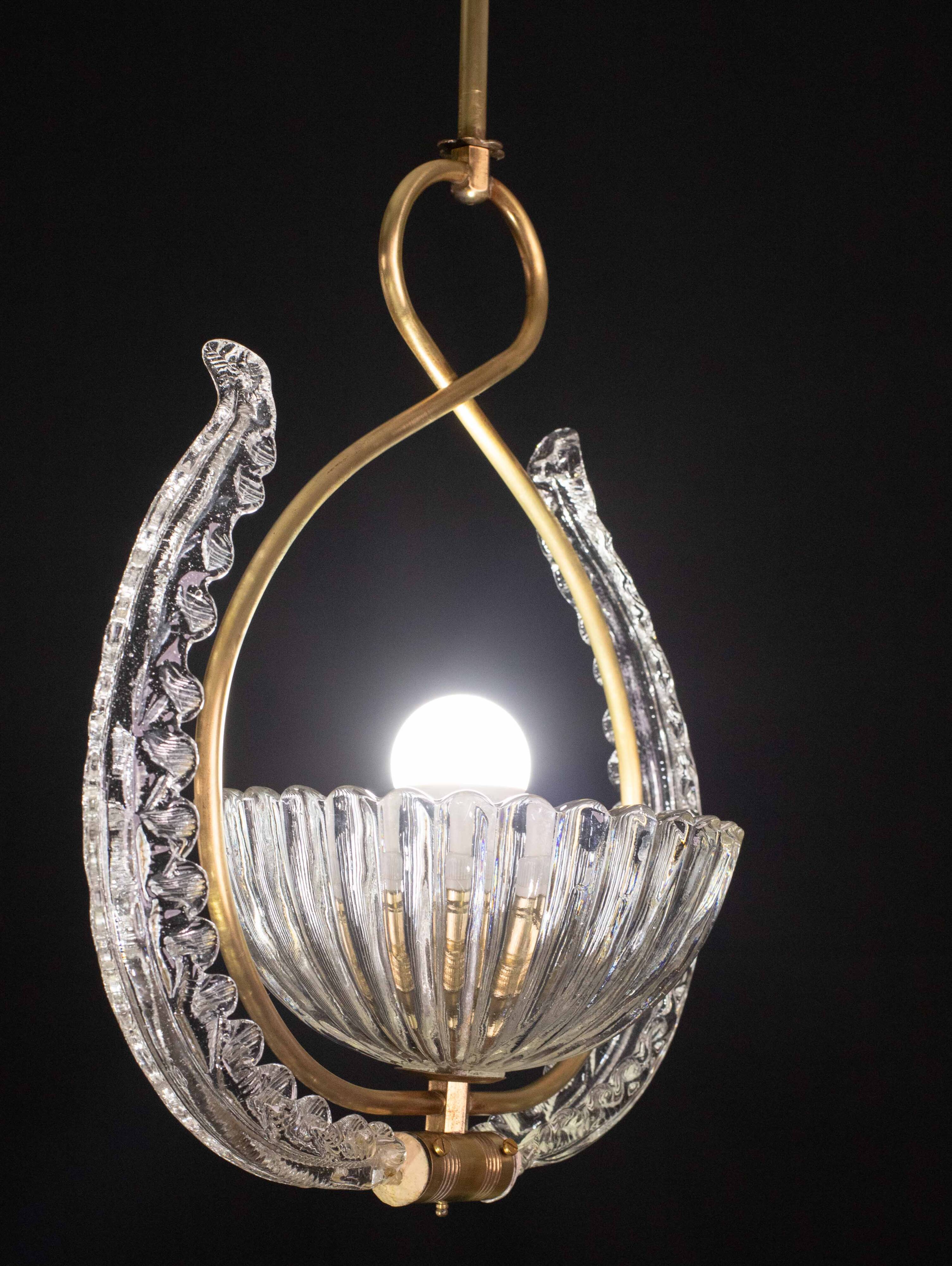 Élégant lustre Art Déco Barovier et Toso, années 1940