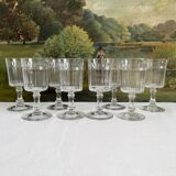 8 Baccarat cut crystal white wine glasses, Chicago model