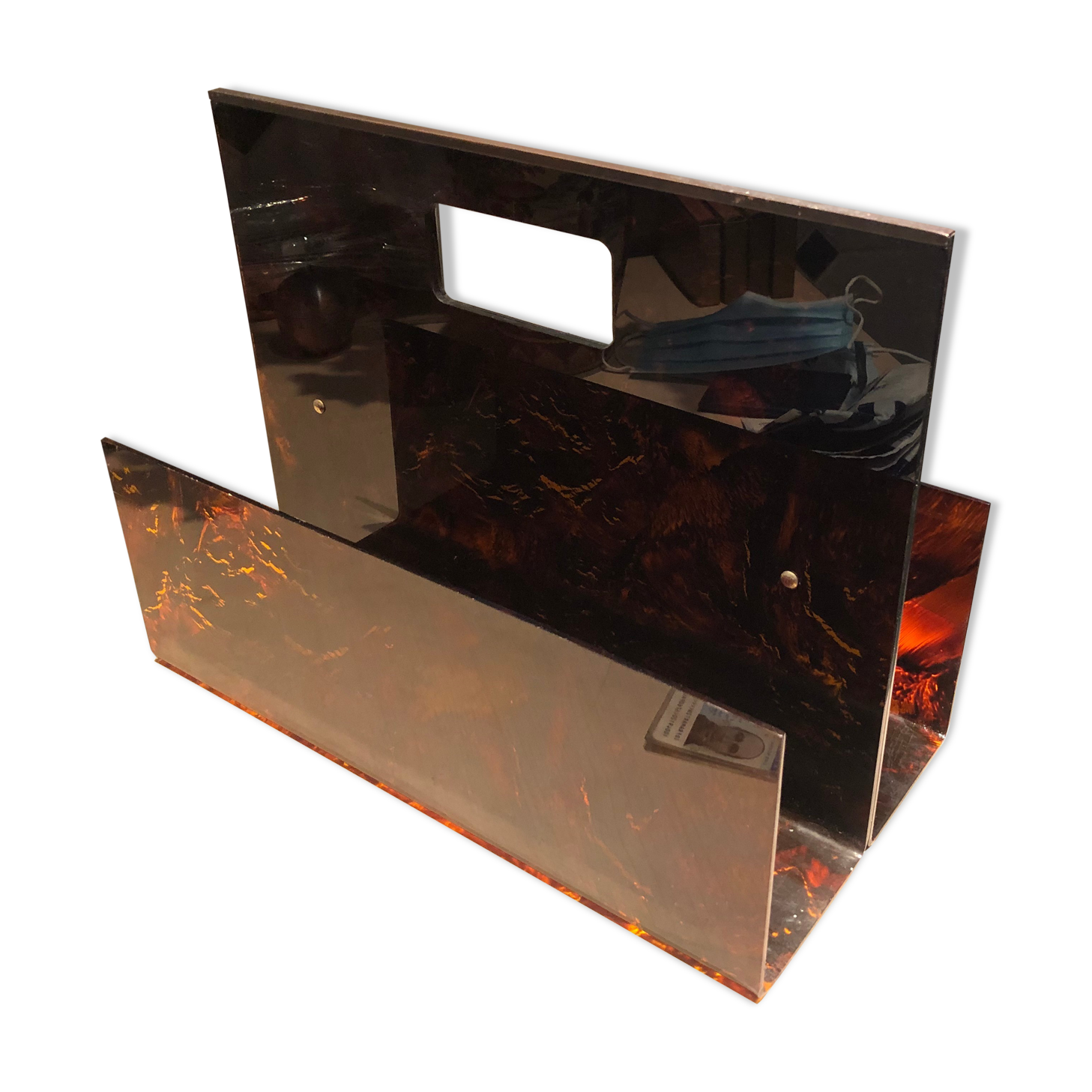 Vintage magazine holder in plexiglas