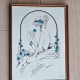 Miroir sérigraphie vintage