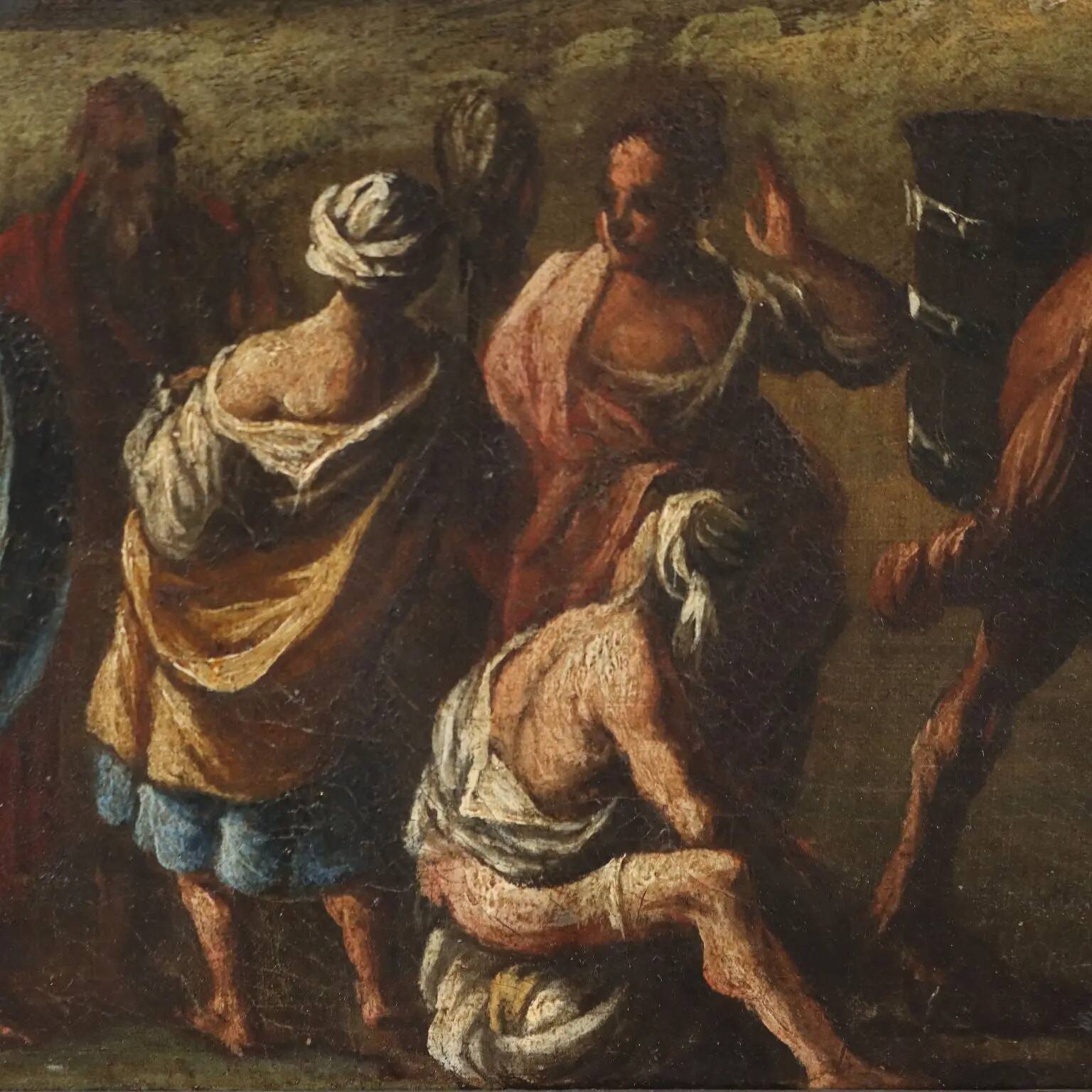 Ancient painting on a religious subject, miracle of Moses, 17th-18th century.