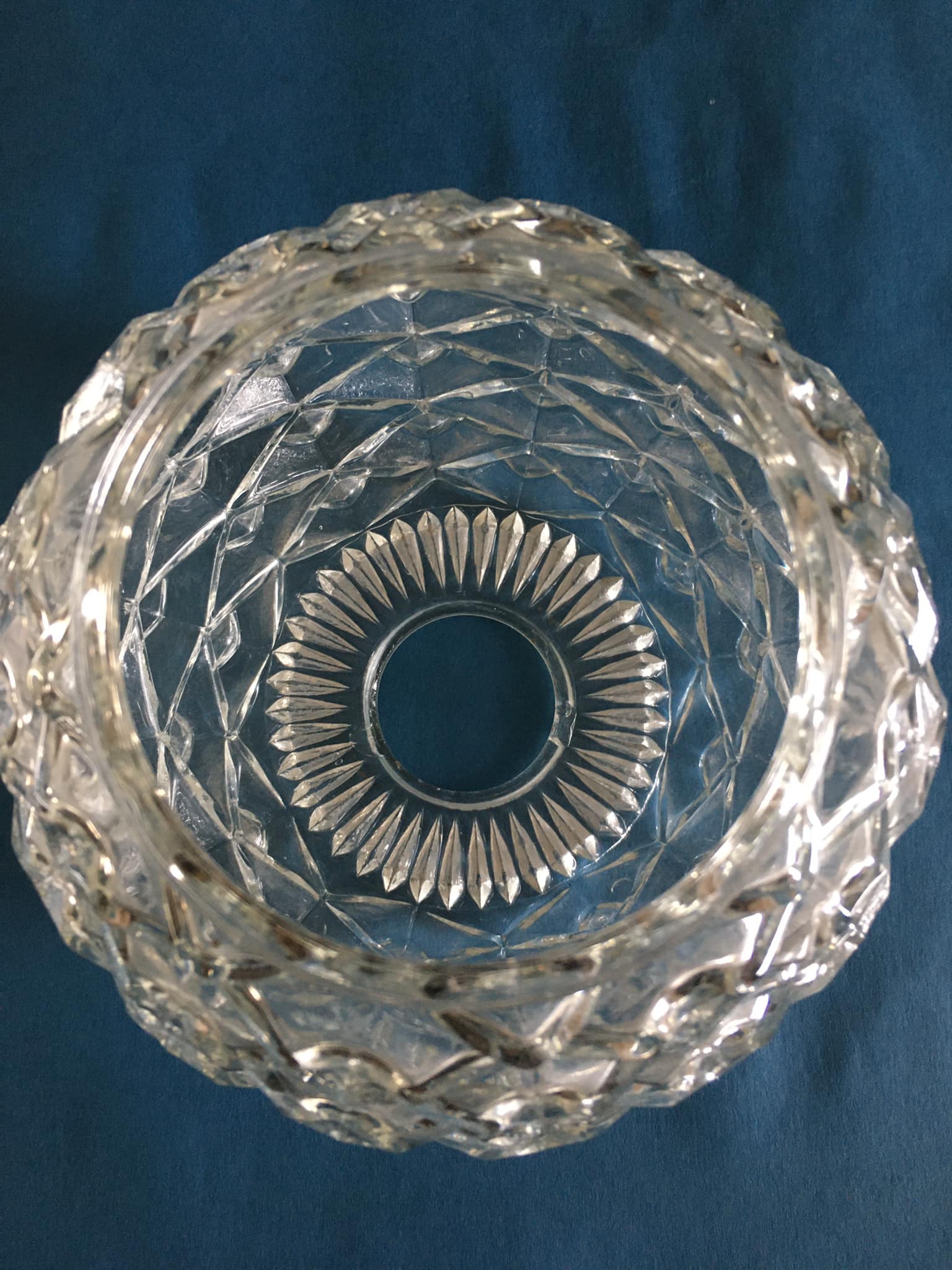 Round art deco globe in worked white glass