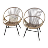 Paire de fauteuils en rotin
