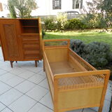 Bed child vintage rattan