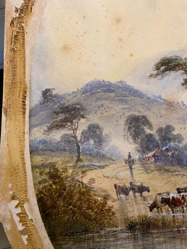 Paire d'aquarelles ''Paysage lucustre'' Edwin Earp (1851-1945)