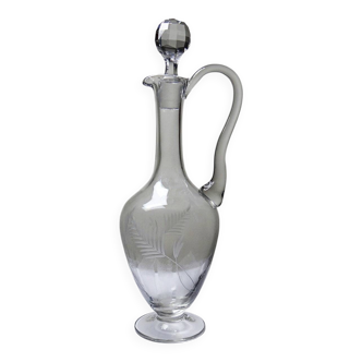 Grande carafe aiguière ancienne belle époque années 1900-1930 verre ciselé