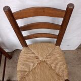 Brutalist chairs in walnut and straw