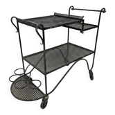 Perforated wrought iron rolling dessert trolley