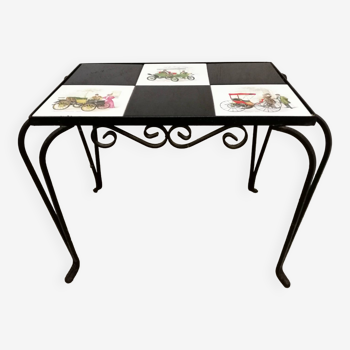 Wrought iron and ceramic coffee table