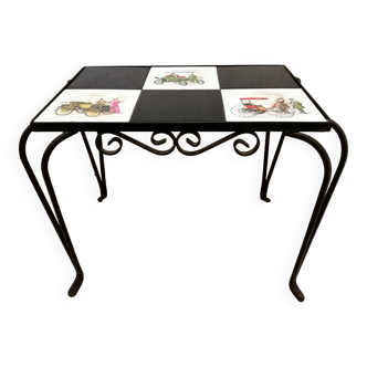 Wrought iron and ceramic coffee table