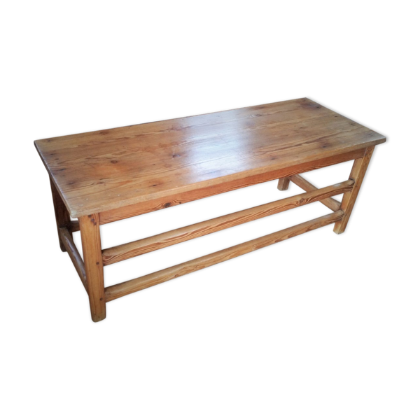 Table basse rectangulaire en sapin ancienne