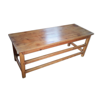 Table basse rectangulaire en sapin ancienne