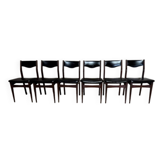 Series Set of 6 vintage Scandinavian rosewood chairs from the 1960s