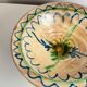 Glazed ceramic dish with green and blue floral decoration – vintage southern earthenware – handmade