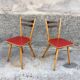 Pair of bistro and bohemian beech chairs, compass feet 1950