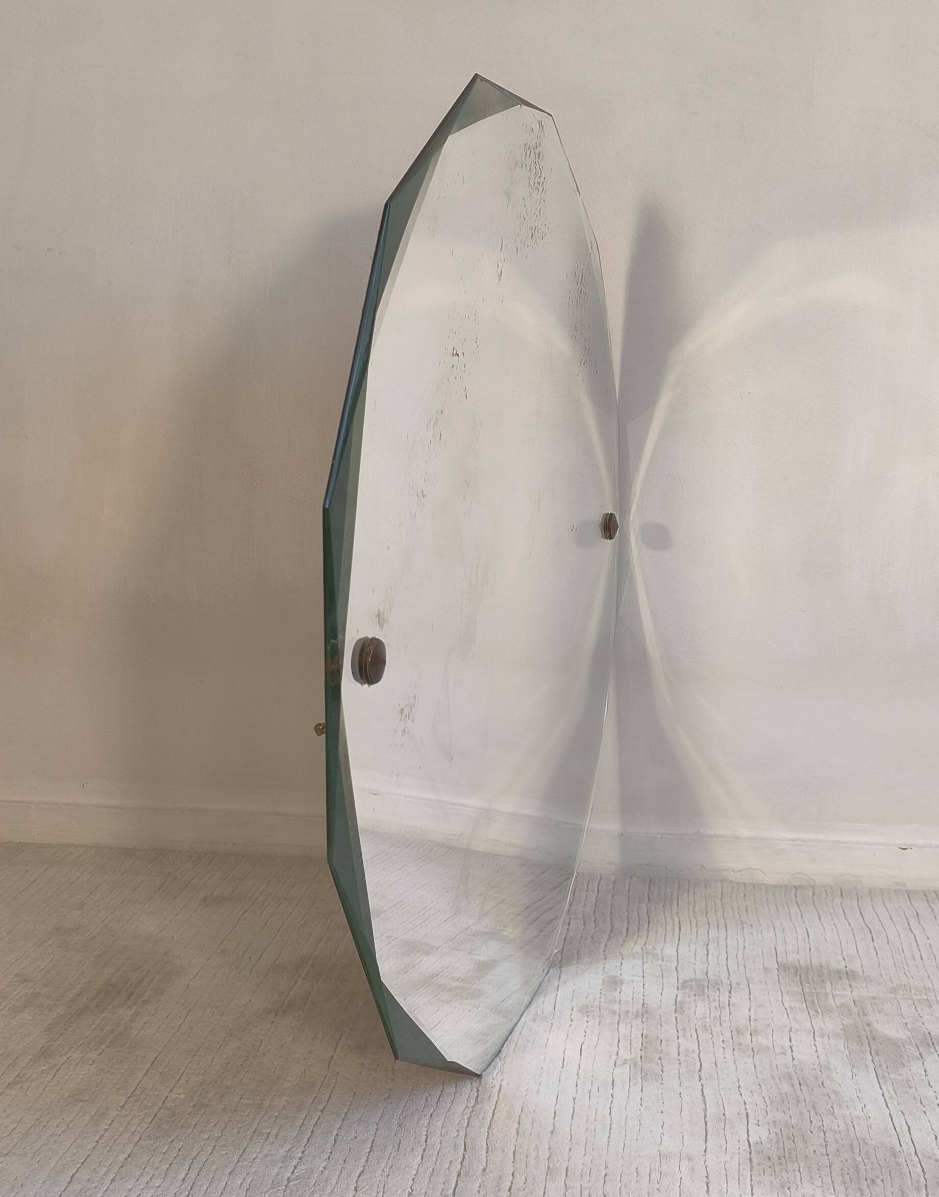 Élégant miroir ancien biseauté à 12 pans – style Art Déco vintage