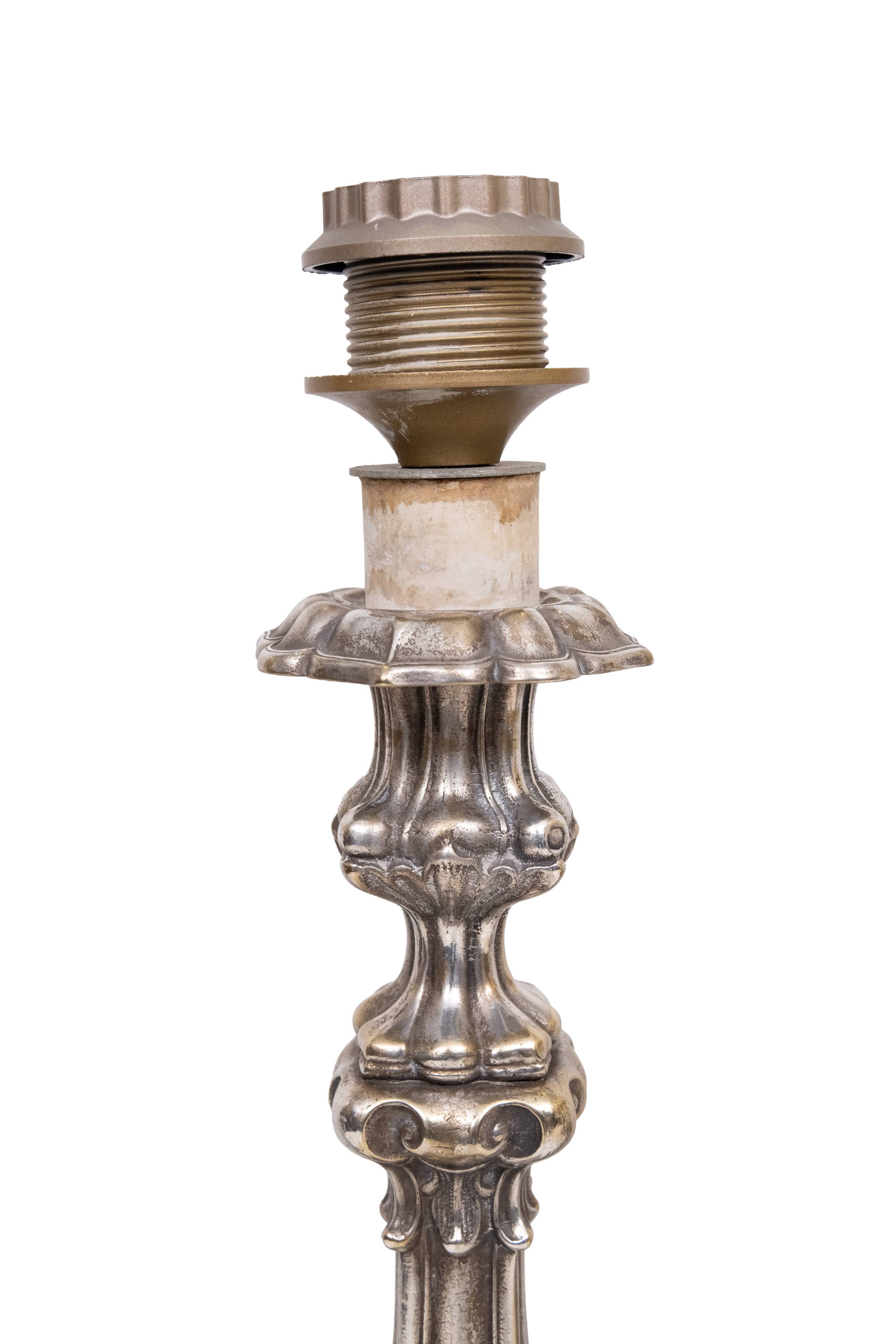 Stunning set of Rococo Silver Plated table lamps 1920s