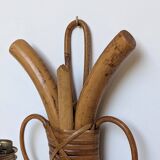 Pair of Louis Sognot rattan wall lights