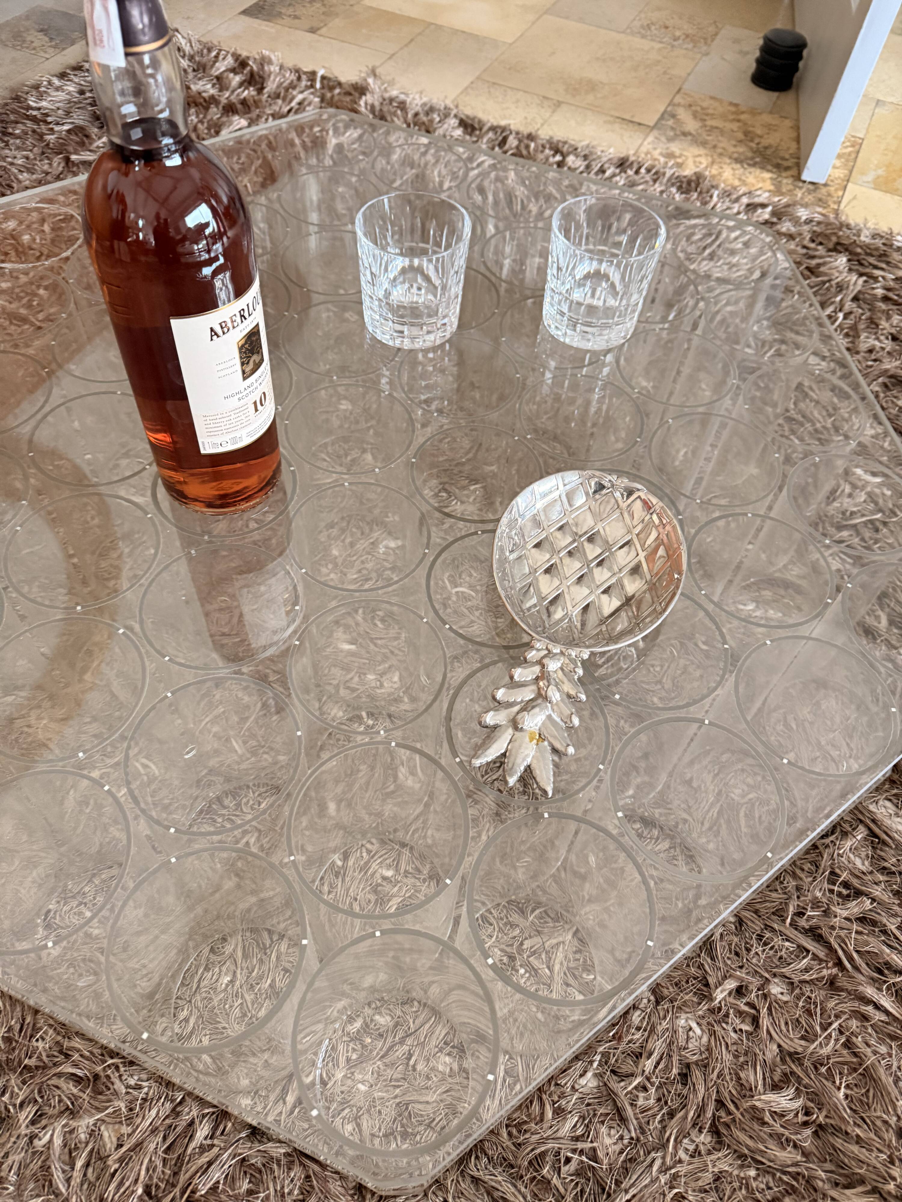 Decorative glass element or coffee table