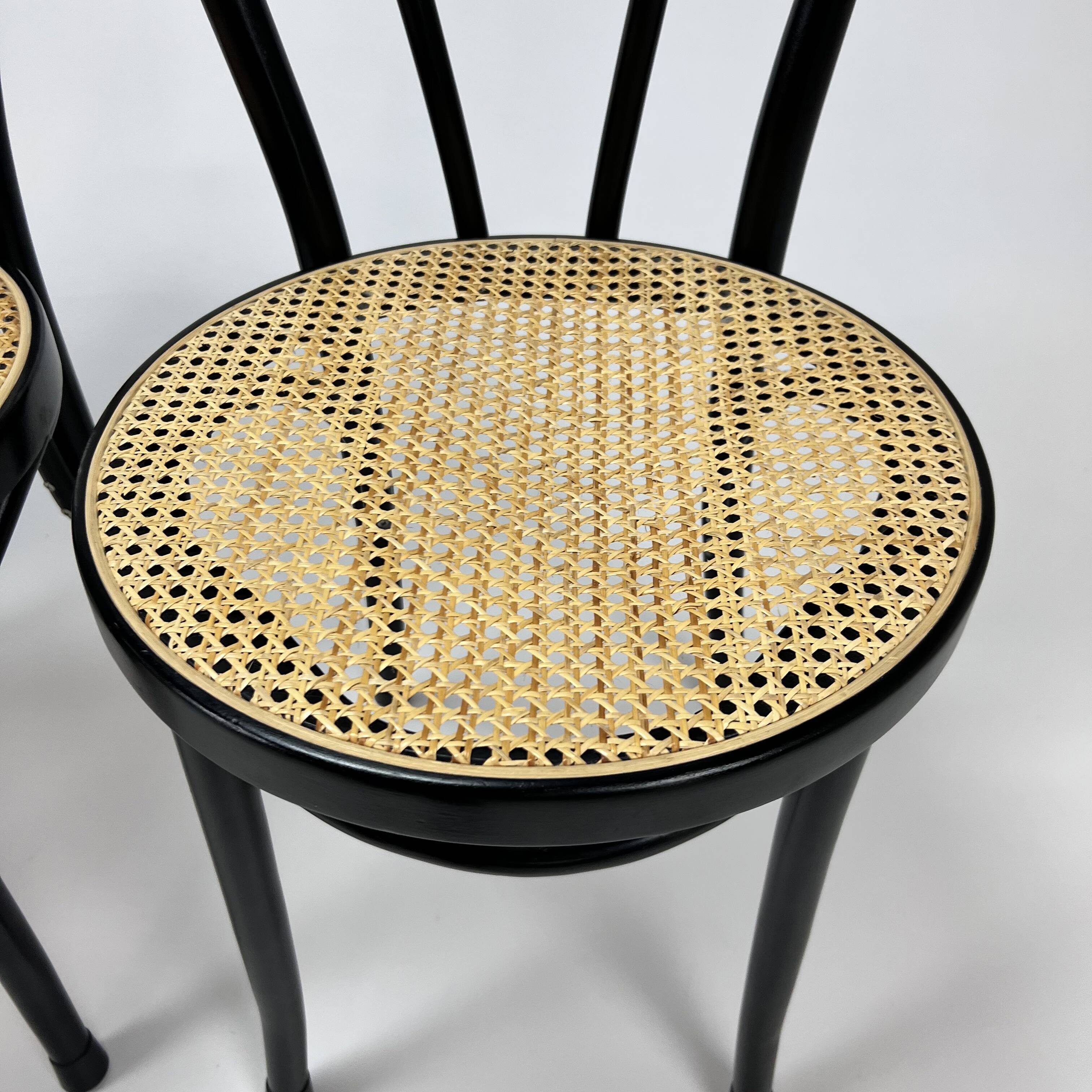 Set of 4 Bentwood and Cane Cafe Dining Chairs, 1990s