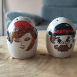 Salt and pepper shaker stoneware couple