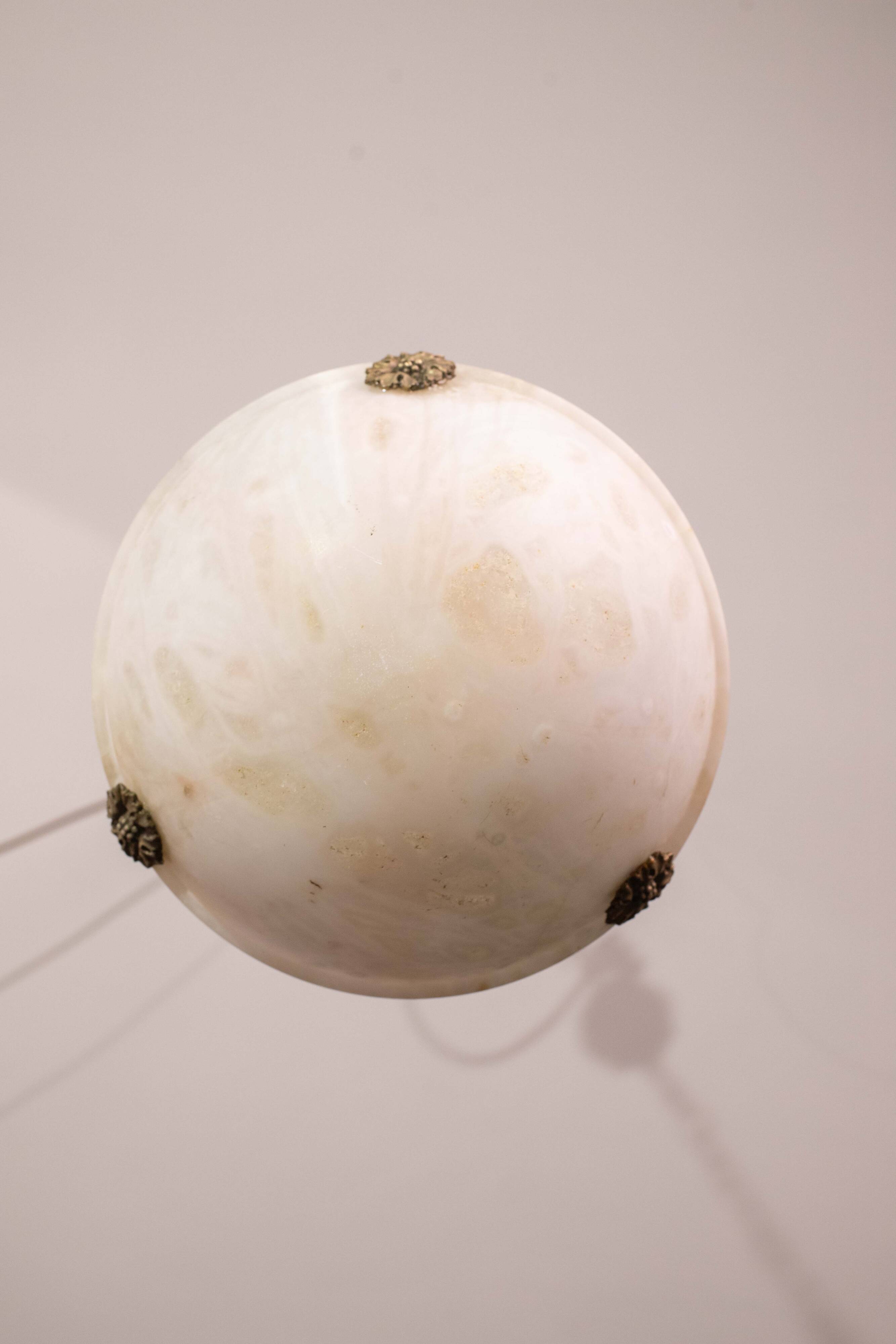 Liberty white alabaster chandelier, 1940s