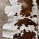 Cowhide carpet white and brown 1970 230 x 219