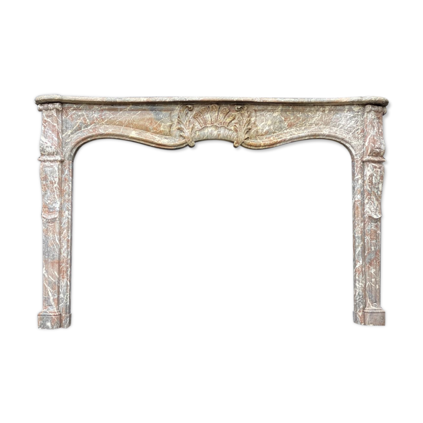Fireplace in grey marble of the ardennes style louis xv early nineteenth century