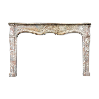 Fireplace in grey marble of the ardennes style louis xv early nineteenth century