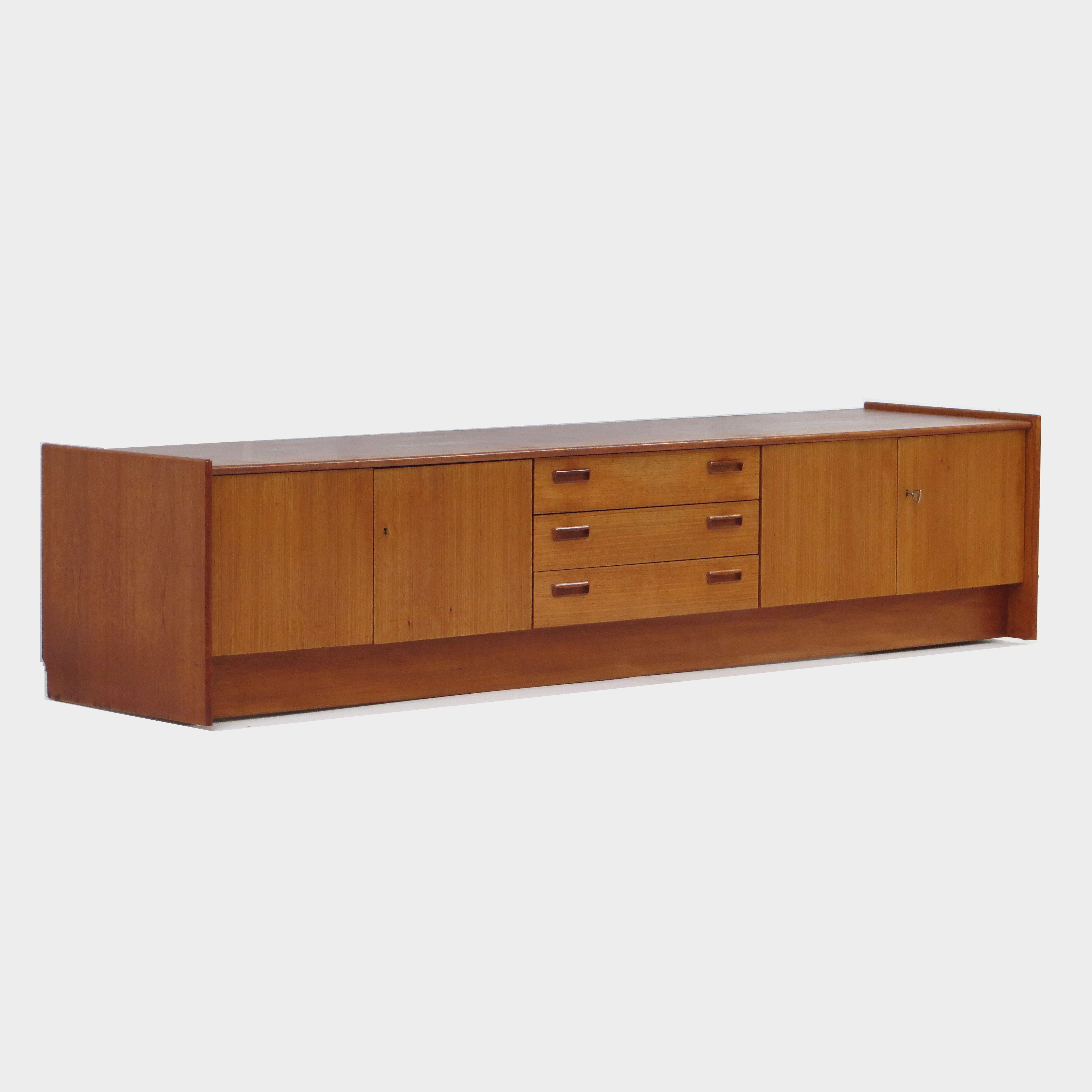 Lowboard with 3 drawers and 4 doors made of teak, 1960s