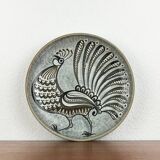 Vintage wall plate in West German pottery with rooster design, 1970s.