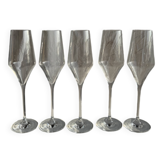 Set of 5 large champagne flutes