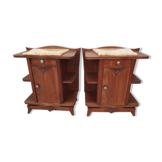 Paire de tables de chevet vintage années 40 / 50
