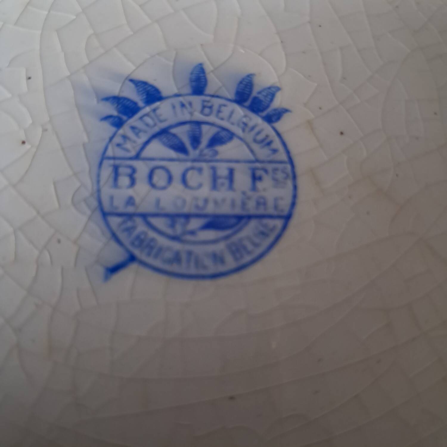 Round plate Boch Frères La Louvière. Belgium. Vintage.