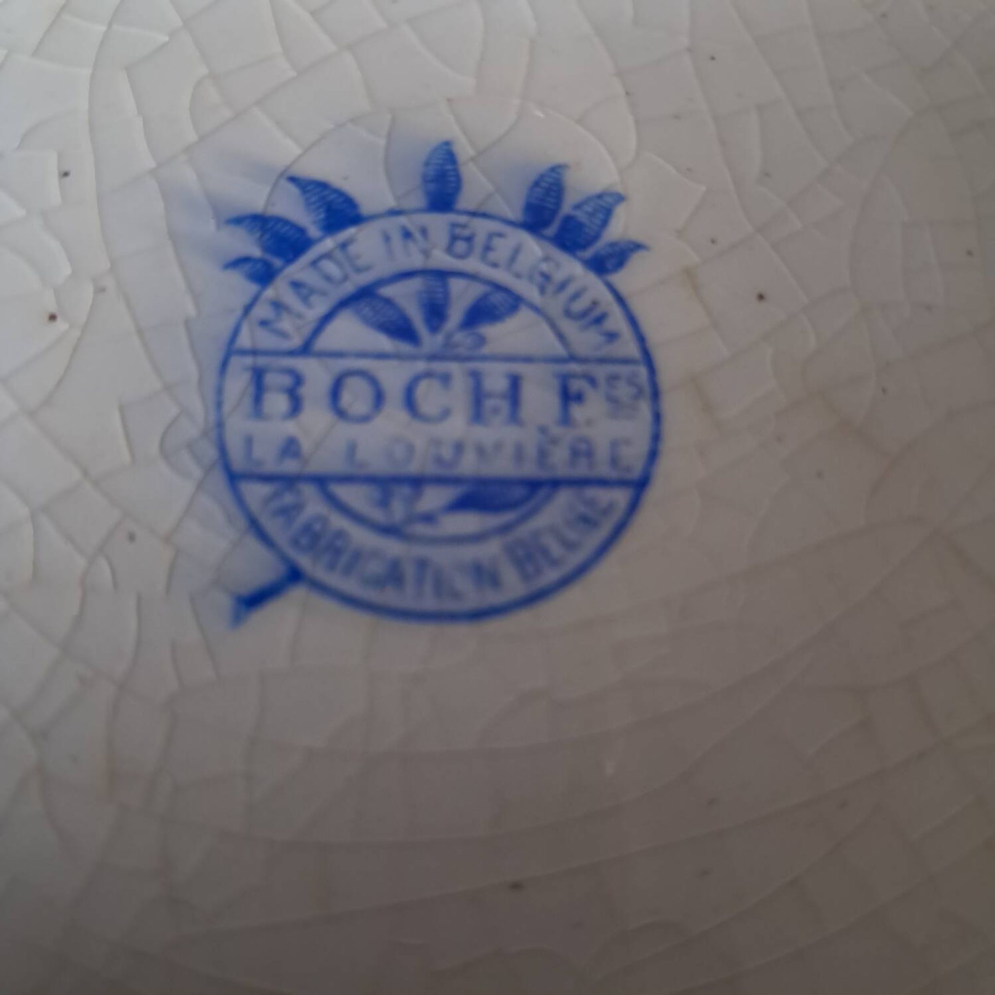 Round plate Boch Frères La Louvière. Belgium. Vintage.