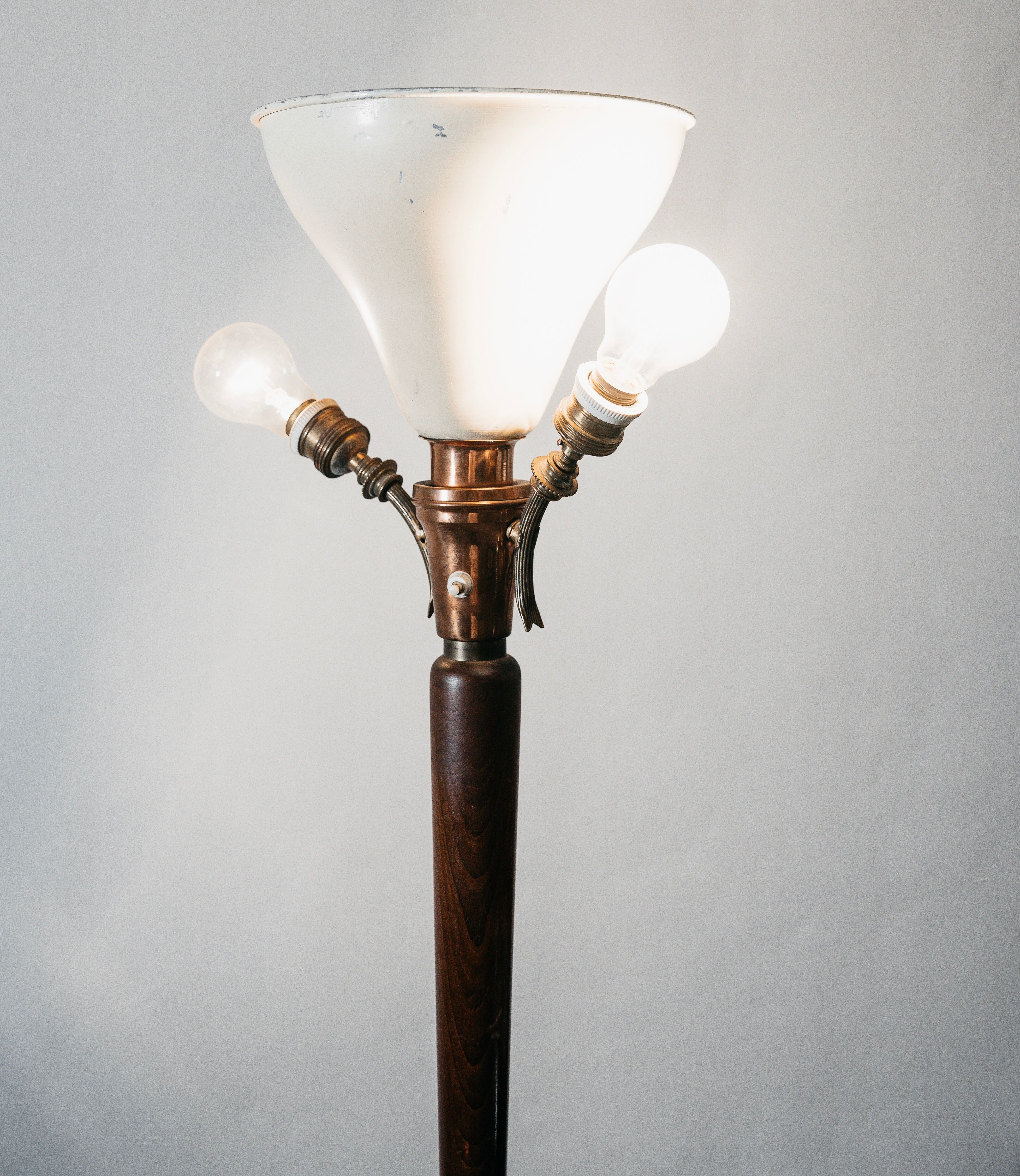 Tripod floor lamp 1950s wooden base