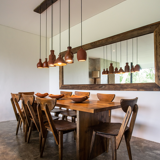Solid wood chair with hexagonal seat