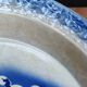 Hollow plate Moulin des Loups Hamage France, blue and white swan decoration.