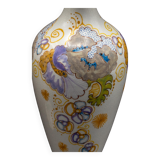 Pair of hand-painted ceramic vases in Dutch Art Nouveau Gouda PZH, 'Violetta', 1899