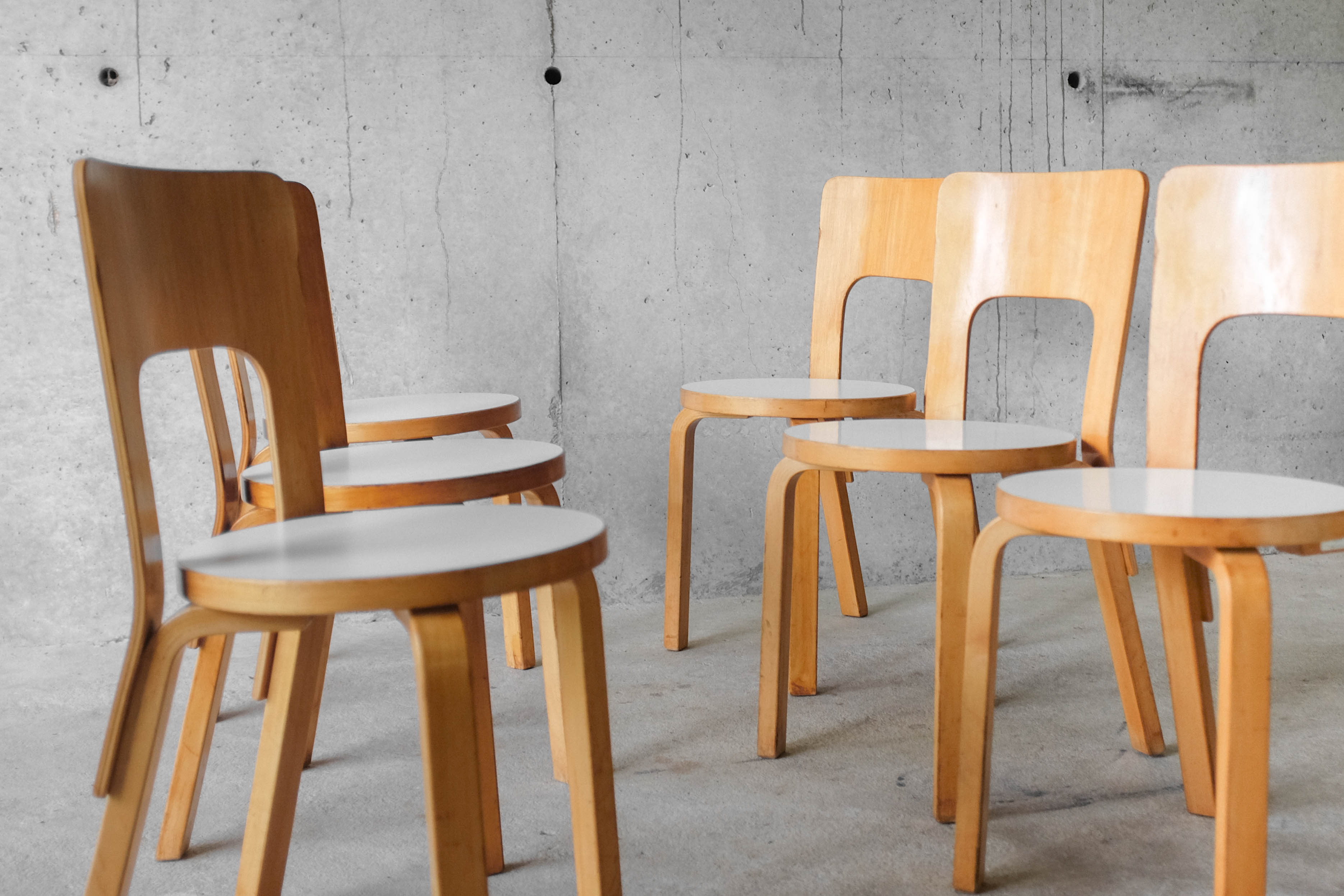 Set of 6 chairs model 66 by Alvar Aalto for Artek