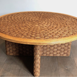 Round coffee table in rope and wood