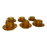 Set of 6 amber glass cups