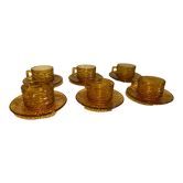Set of 6 amber glass cups